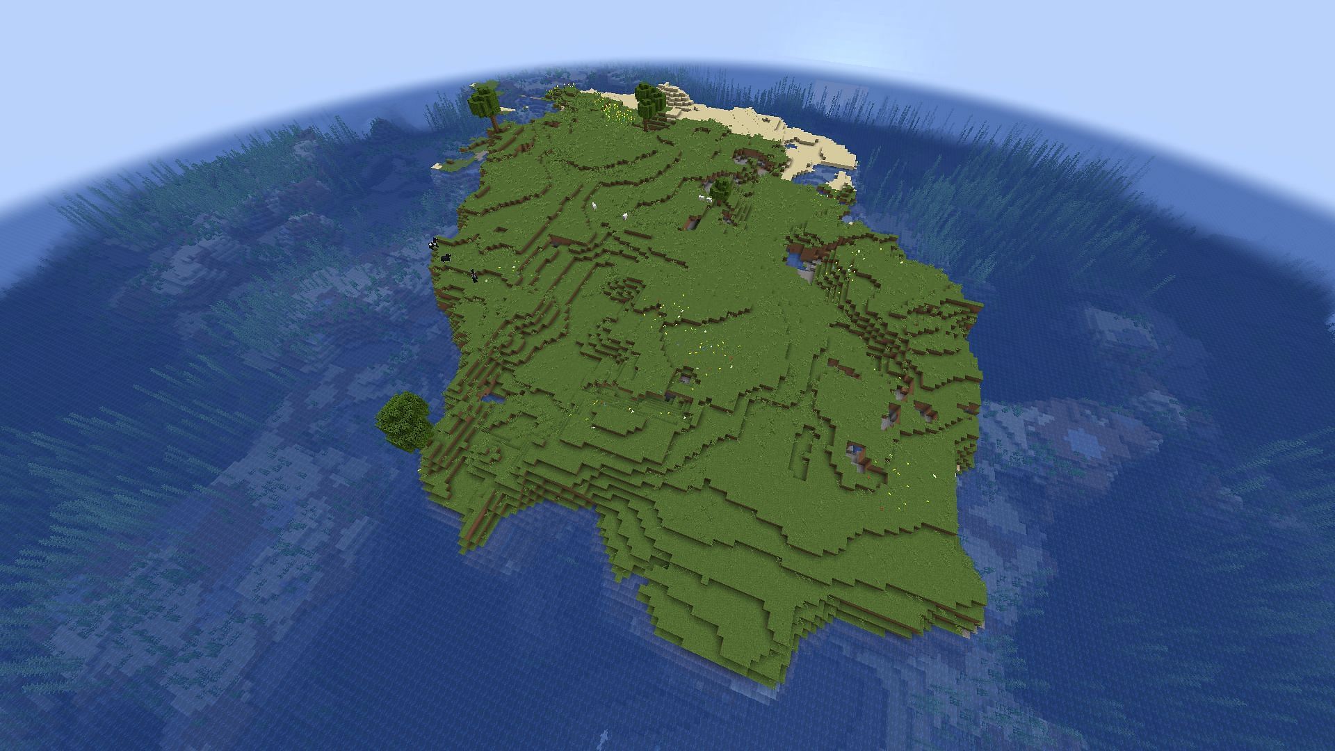 This seed spawn players in a massive plains island in Minecraft (Image via Mojang)