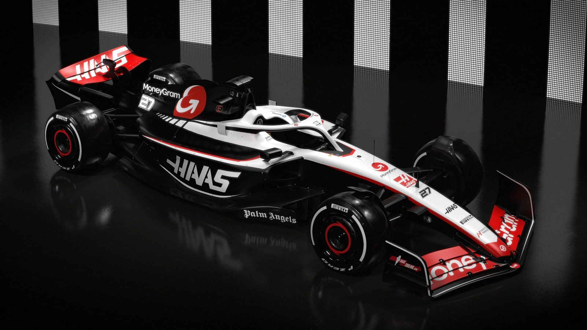 The 2023 Haas livery on the VF-23. Picture taken from @haasF1team on Twitter. 