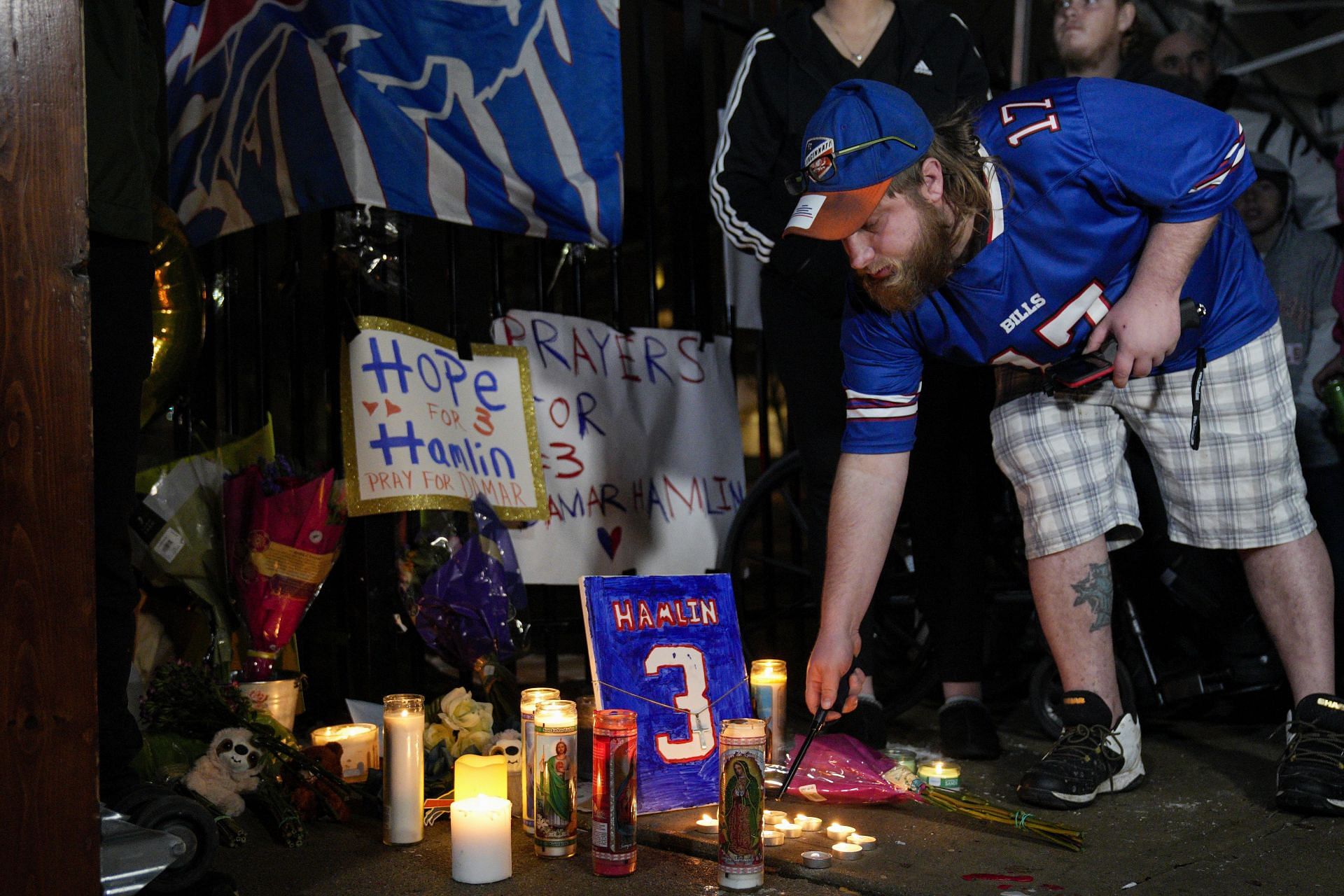 Vigil held following hospitalization of Buffalo Bills player Damar Hamlin