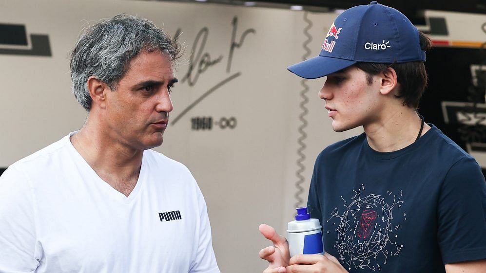 Juan Pablo Montoya(L) with son Sebastian Montoya(R)