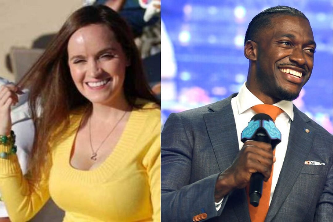 Rebecca Liddicoat (l) and former NFL QB turned analyst Robert Griffin III (r)