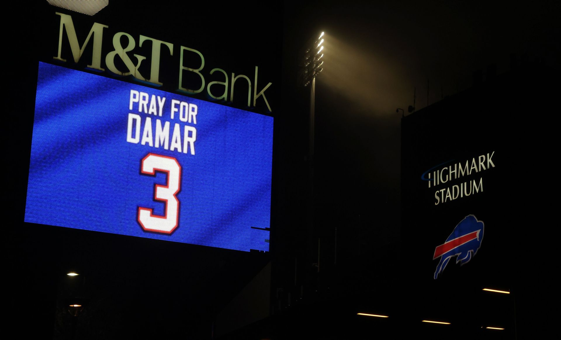 Fans gather outside Highmark Stadium following hospitalization of Buffalo Bills player Damar Hamlin