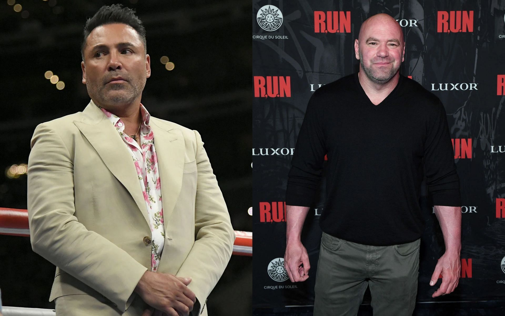 Oscar De La Hoya (L), and Dana White (R).