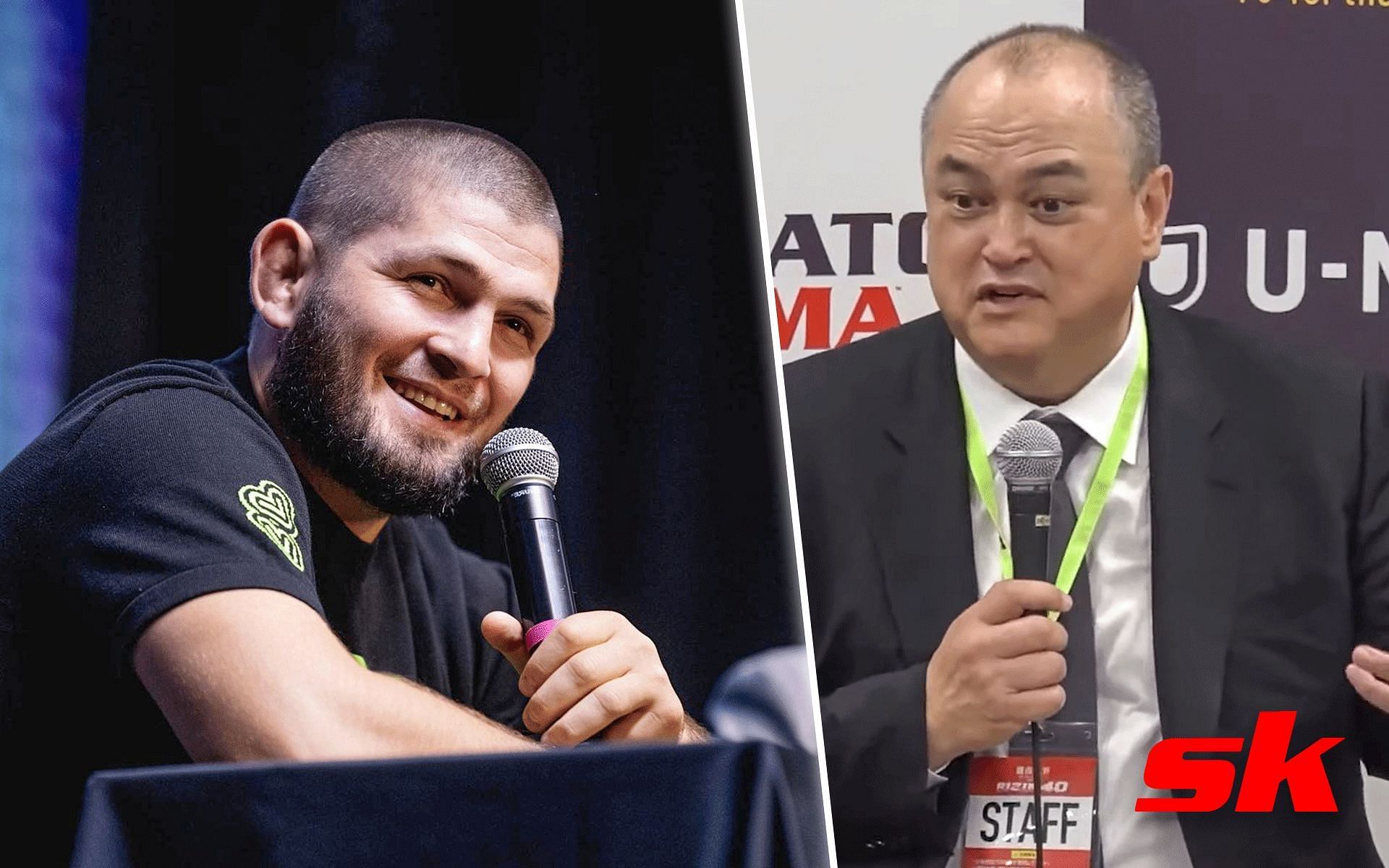 Khabib Nurmagomedov (left) and Scott Coker (right) [image credits: MMA Crazy on YouTube and @khabib_nurmagomedov on Instagram]