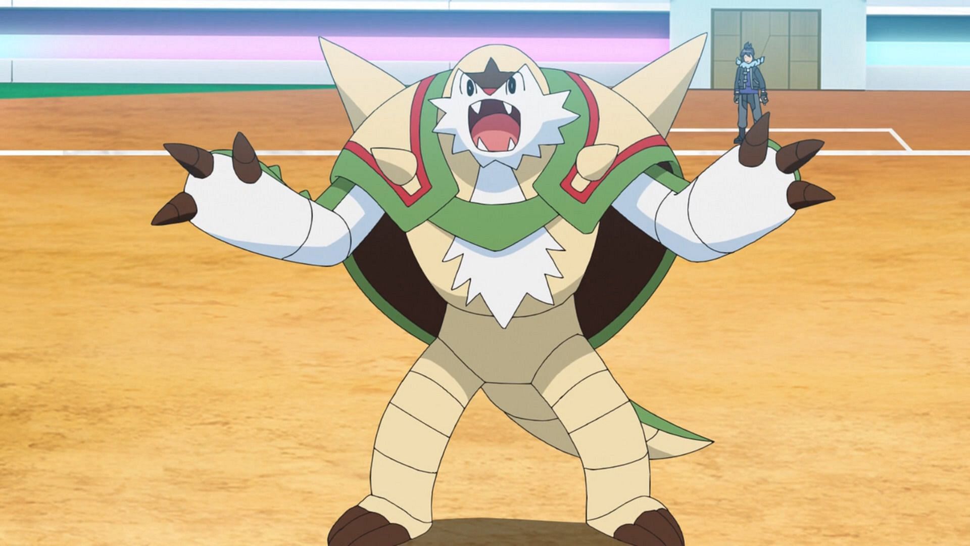 Chesnaught as it appears in the anime (Image via The Pokemon Company)