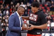 Masai Ujiri and Scottie Barnes of the Toronto Raptors