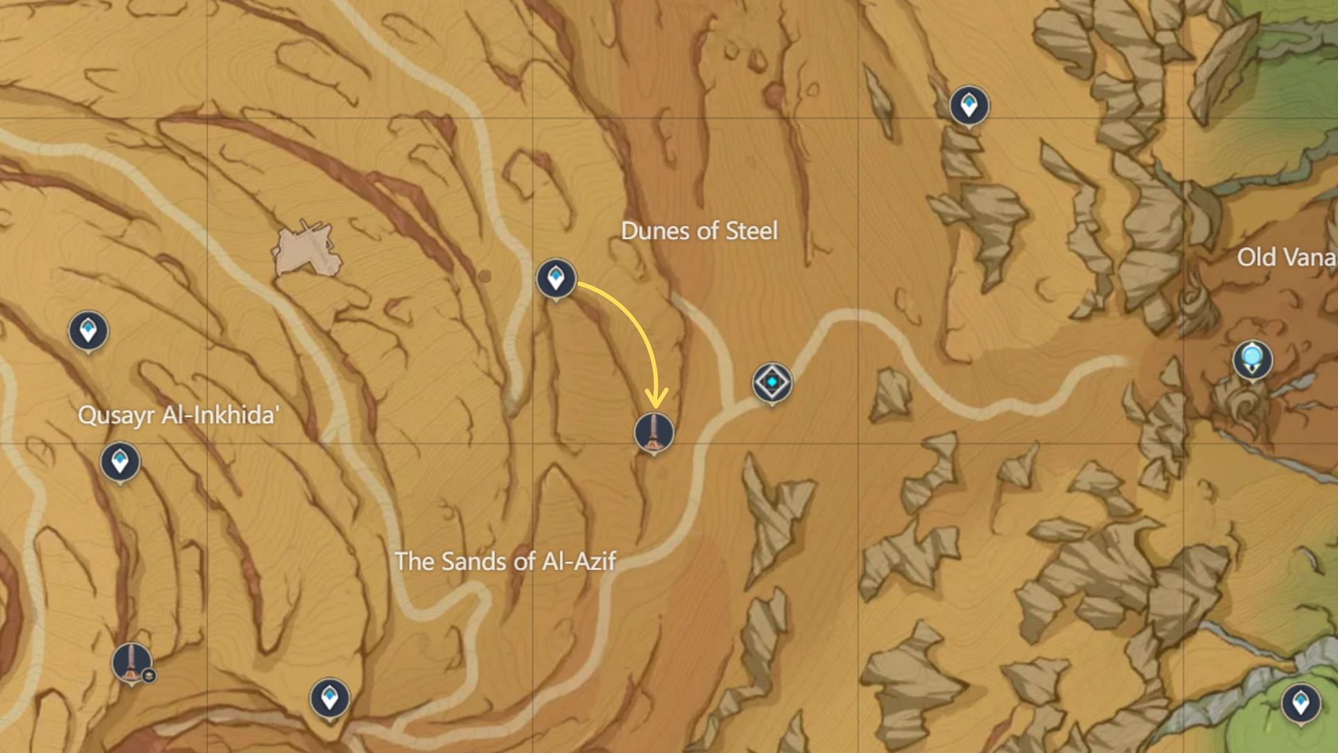 Head south to find the primal obelisk (Image via HoYoverse)