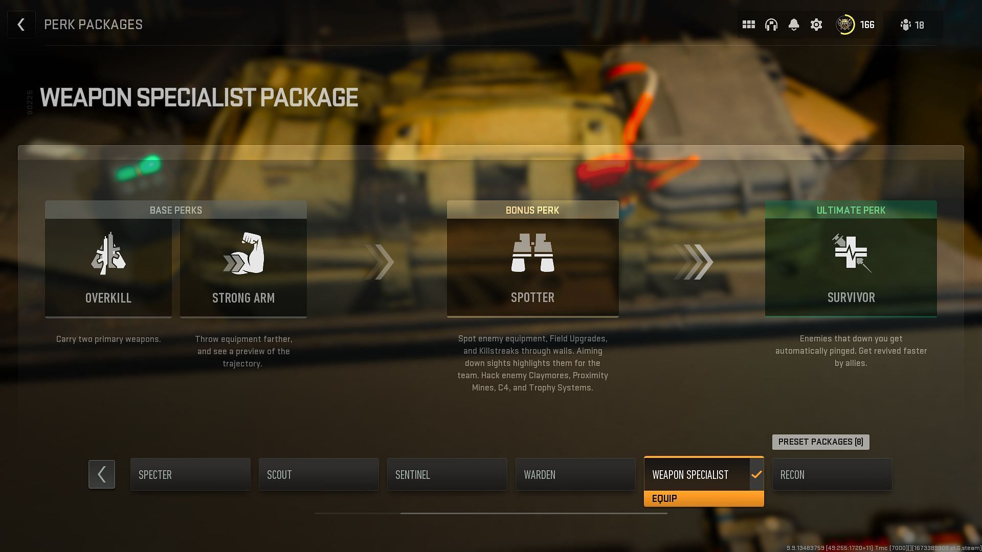 Weapon Specialist perk package (Image via Activision)