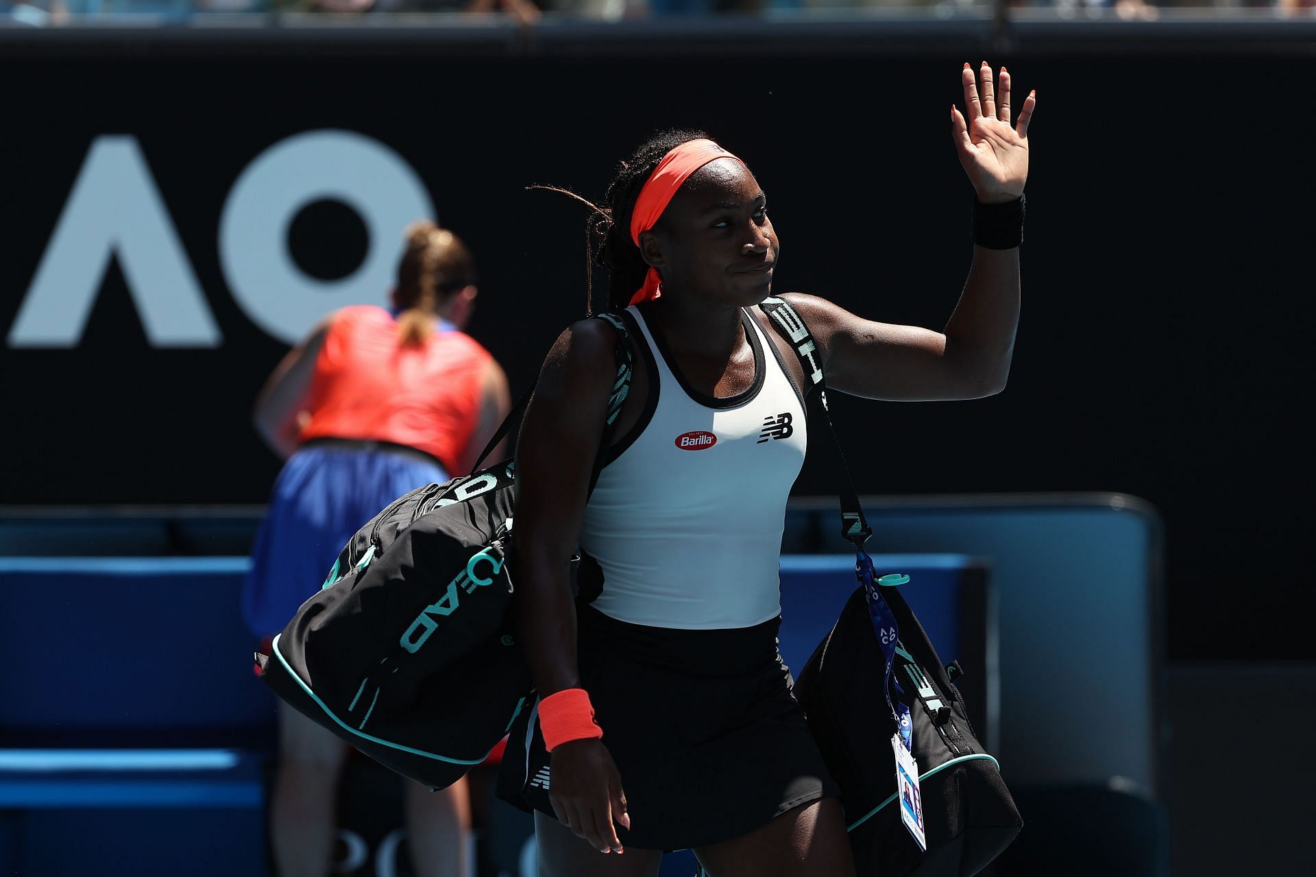 Coco Gauff leaves the court after her 2023 Australian Open fourth-round match.