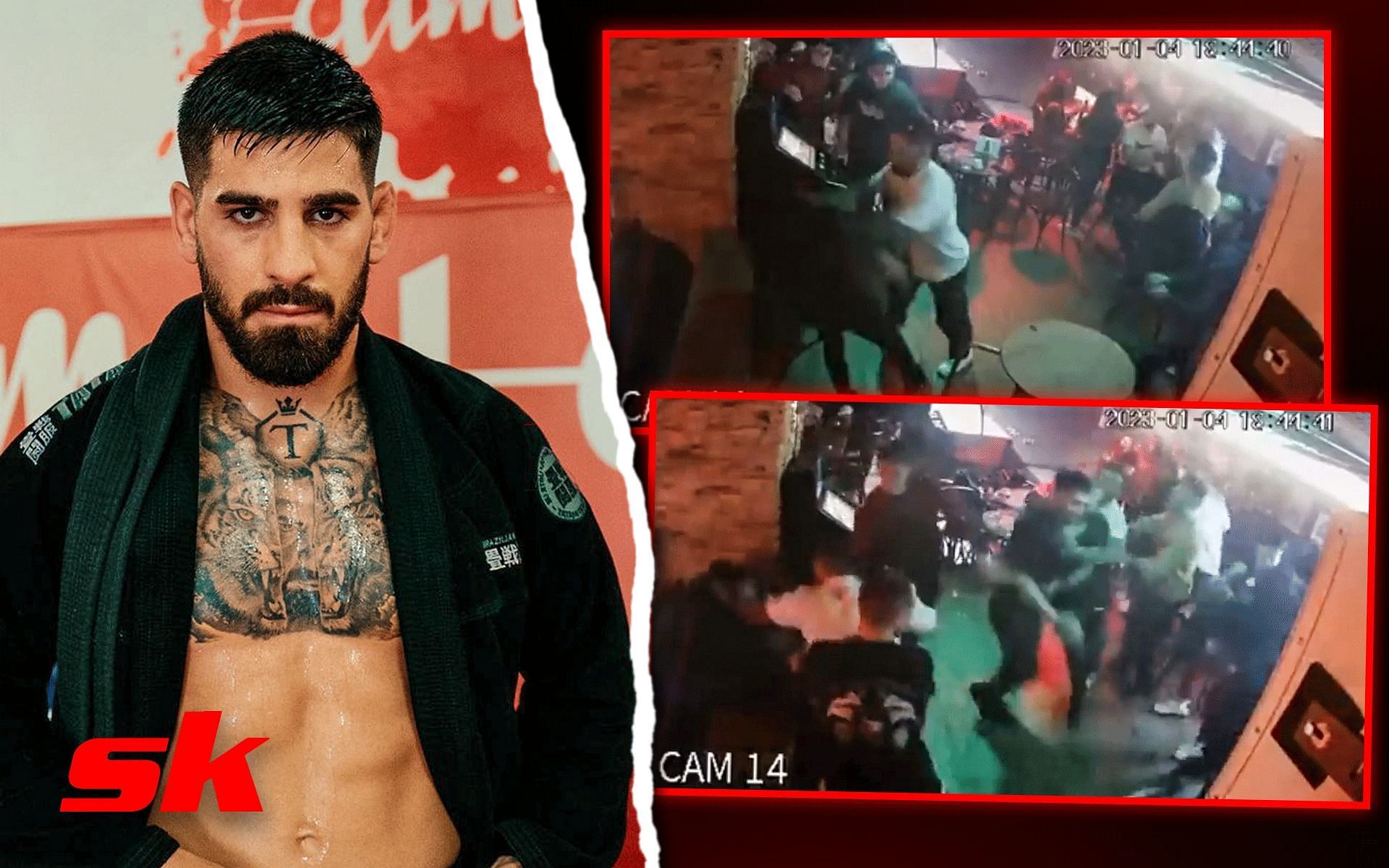 Ilia Topuria flatlines heckler in a bar fight involving Spanish singer Omar Montes [Images via: @harrydavies14 and @MMADIRTnet on Twitter, @iliatopuria on Instagram]