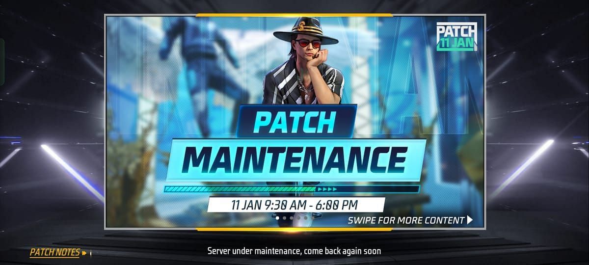 The maintenance schedule on the Indian server (Image via Garena)