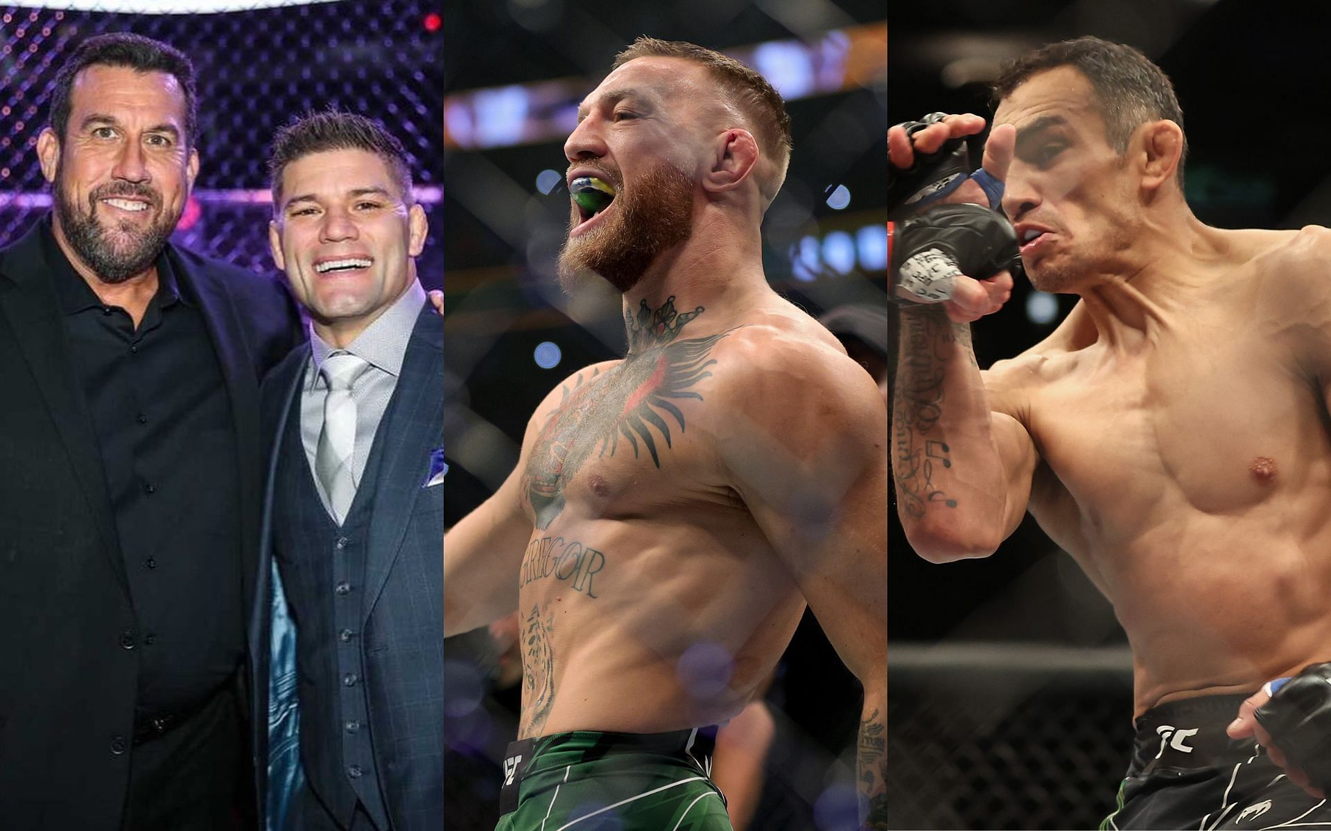 John McCarthy and Josh Thomson (Left), Conor McGregor (Middle), and Tony Ferguson (Right) [Image courtesy: left image via @therealpunk Instagram; middle and right images via Getty Images]