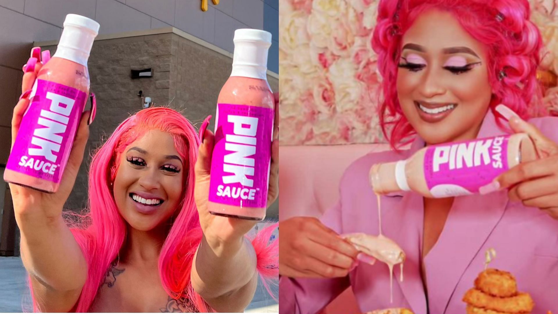 Viral Pink Sauce from June 2022 will now be sold at Walmart. Memes take over Twitter. (Image via Instagram/ chef.pii, Tiktok/chef.pii)