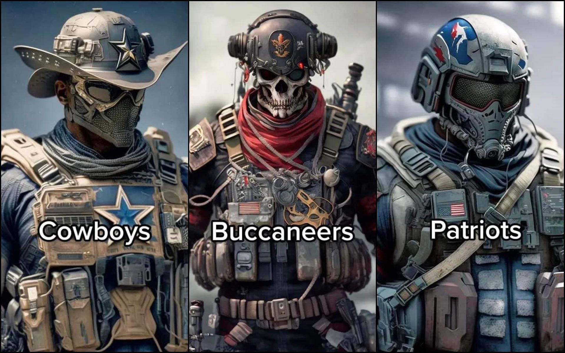 Call of Duty NFL operator skins from an unknown source (Image via Sportskeeda)