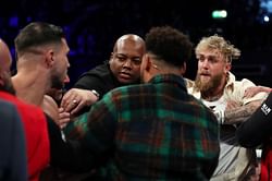 Watch- Jake Paul and Tommy Fury get into an altercation during their face-off in London