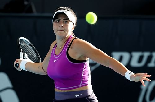 Bianca Andreescu in action at the Adelaide International 1