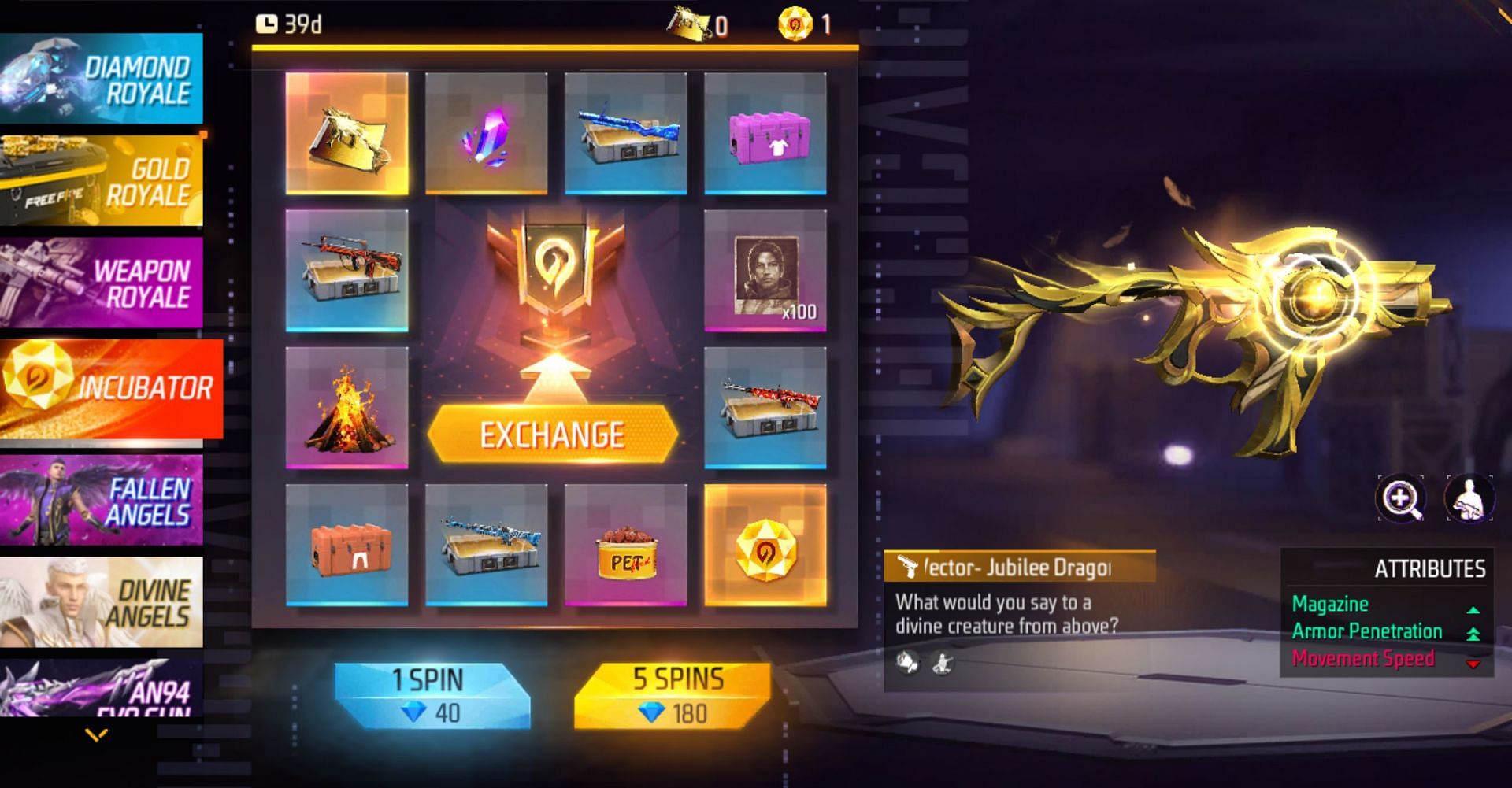 There are a total of 12 items available in the Incubator (Image via Garena)