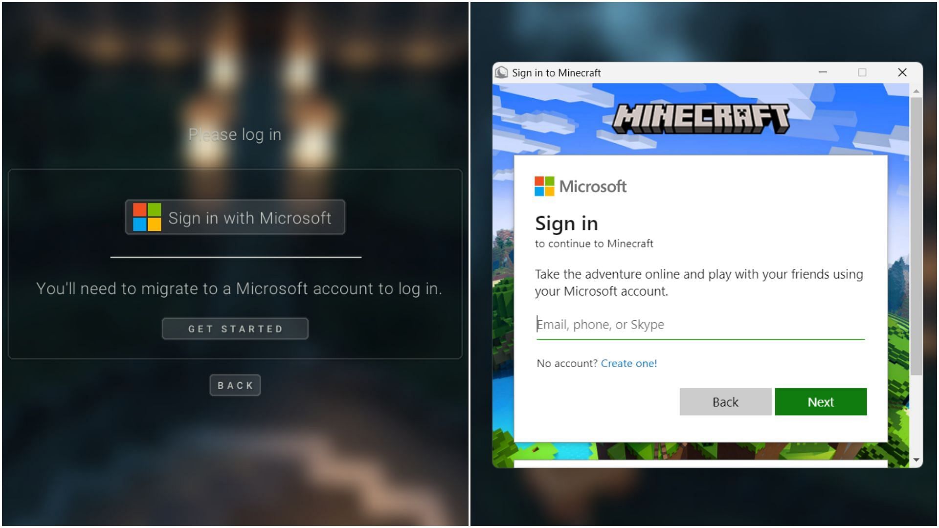 You need to log into Microsoft after opening the game to authenticate Minecraft (Image via Sportskeeda)