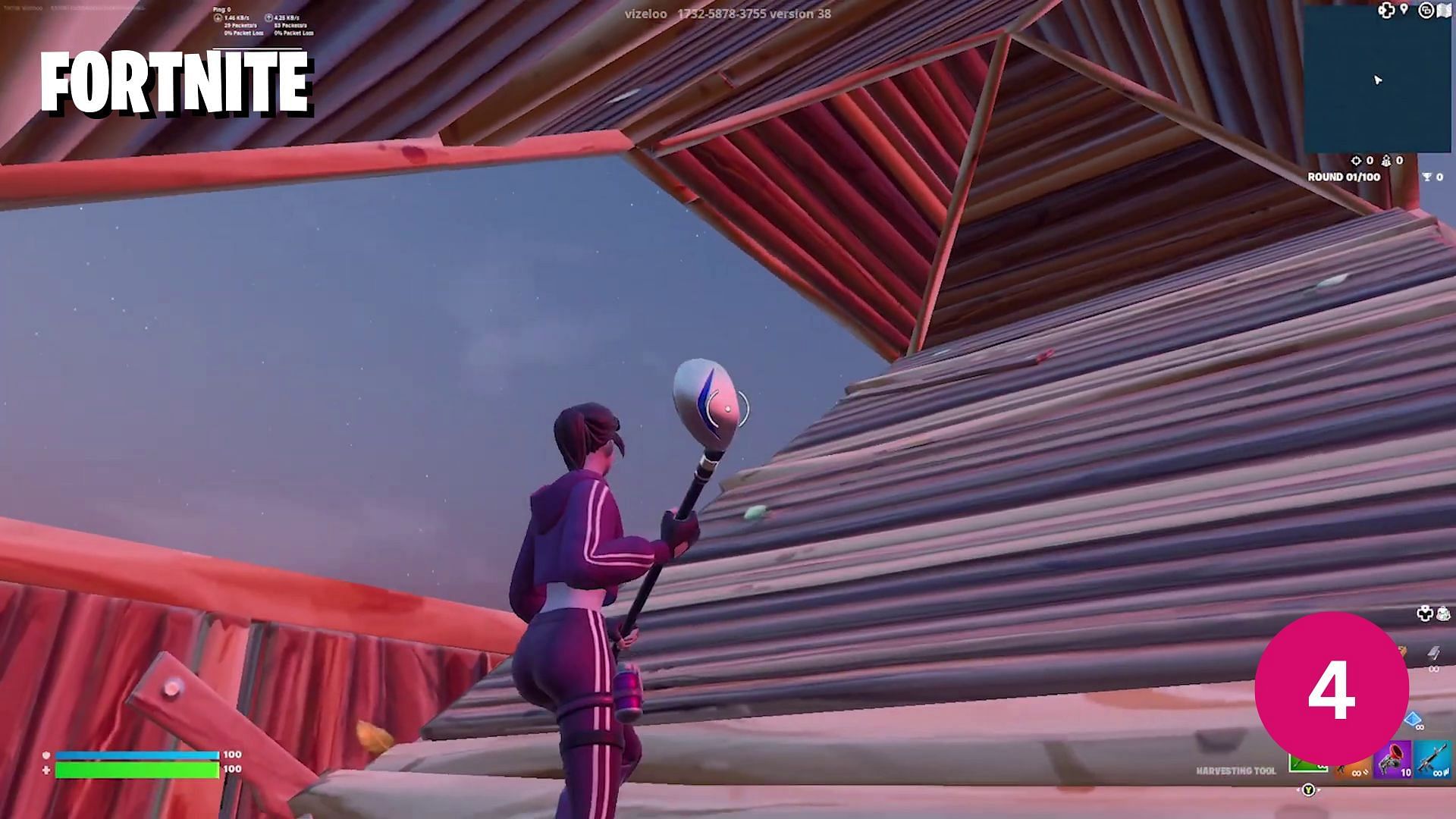 Cone tunnel in Fortnite (Image via YouTube/Vizeloo)