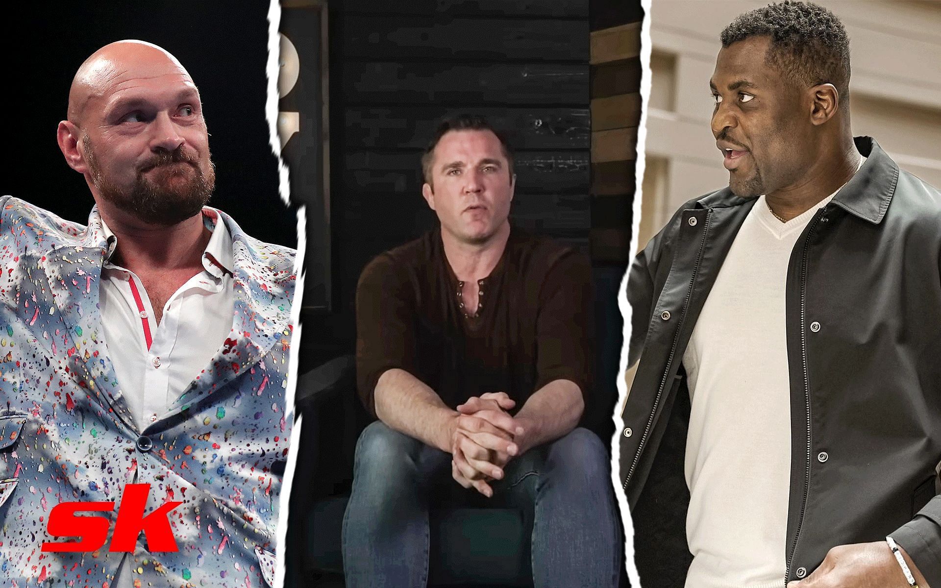 From the left- Tyson Fury, Chael Sonnen and Francis Ngannou [Image Courtesy: Getty Images, Chael Sonnen on YouTube and @francisngannou on Instagram]