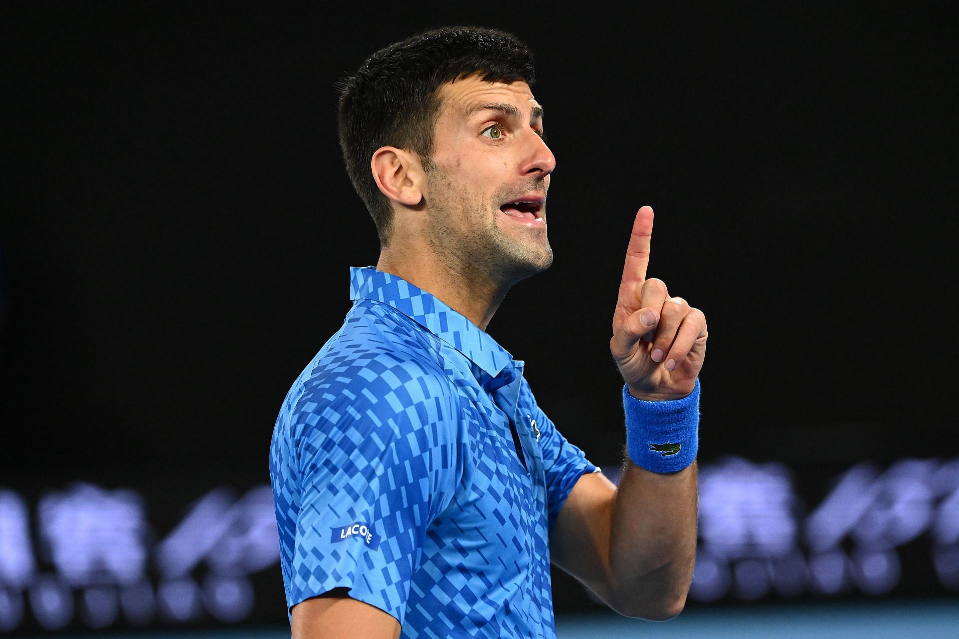 Novak Djokovic reacts during the third-round singles match against Grigor Dimitrov