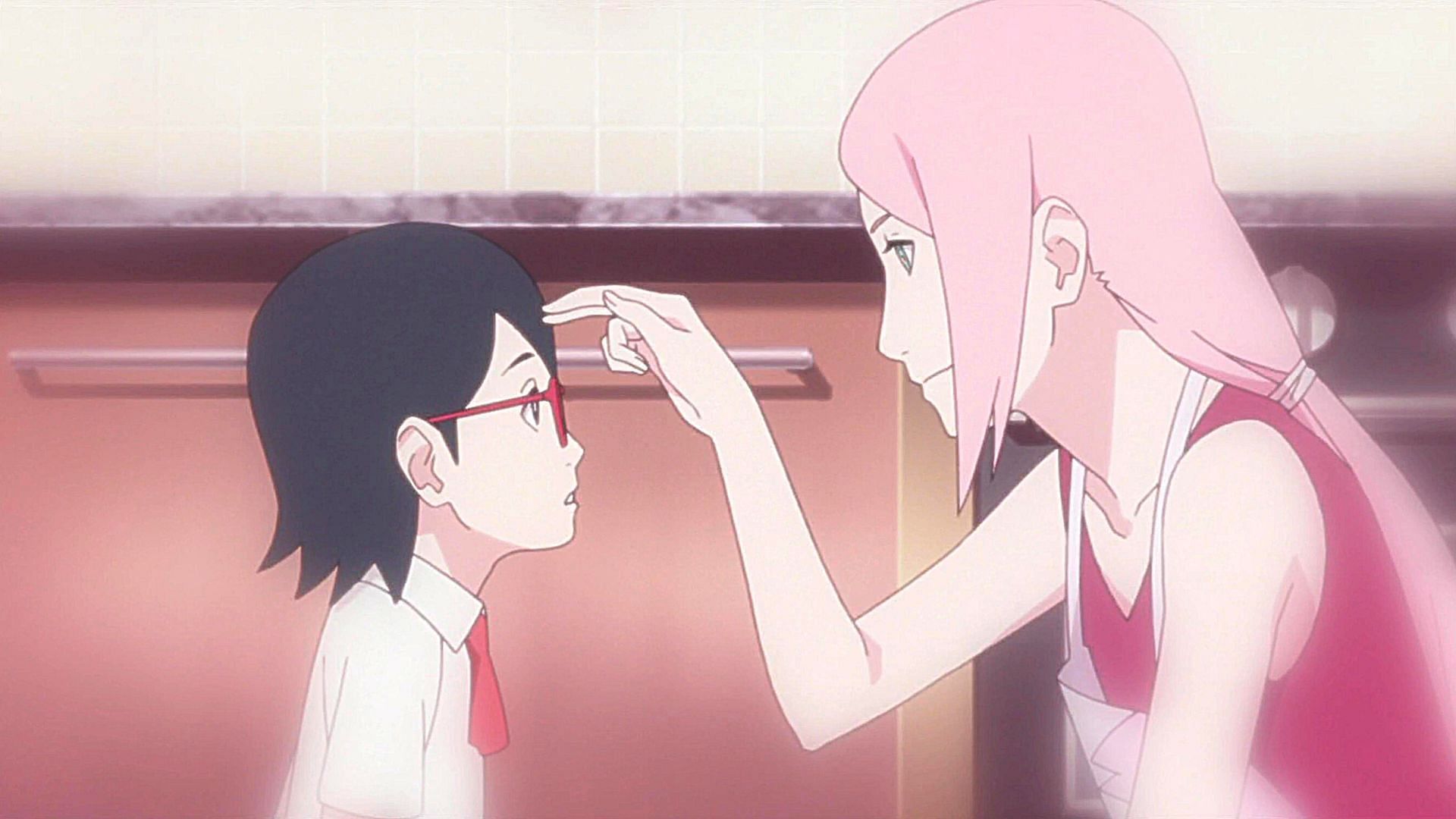 Sakura and her daughter Sarada Uchiha as seen in the anime (Image via Studio Pierrot)