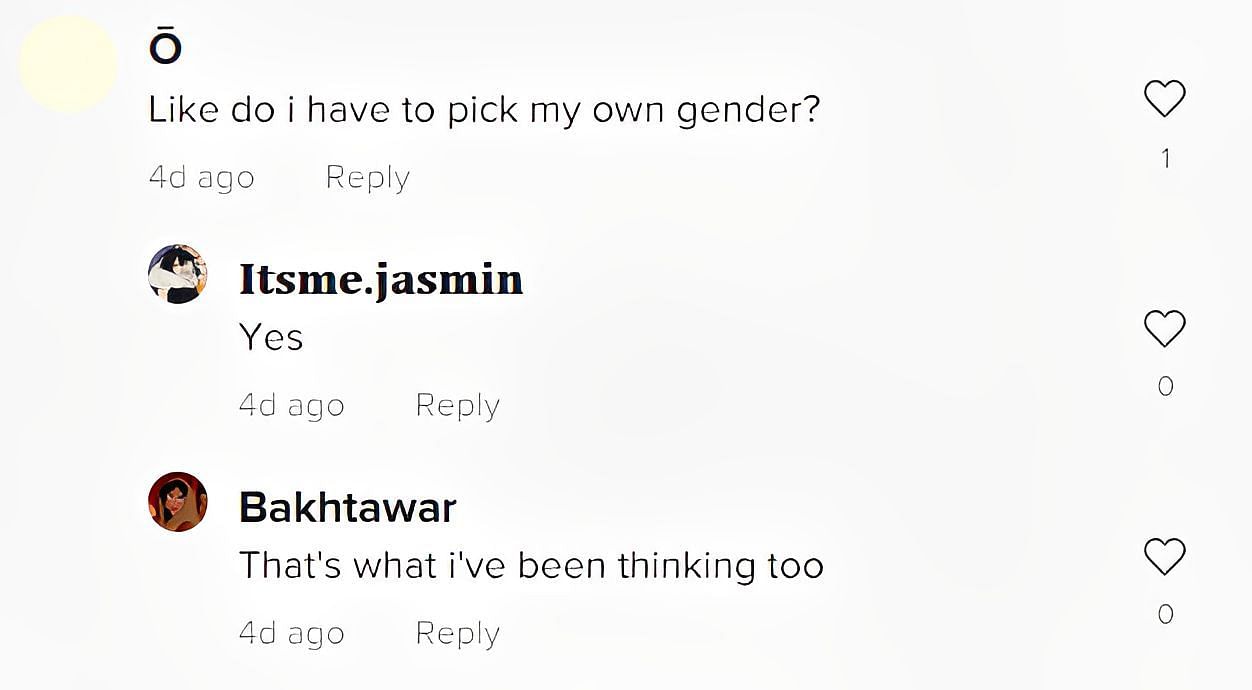 Reaction to the two-gender option