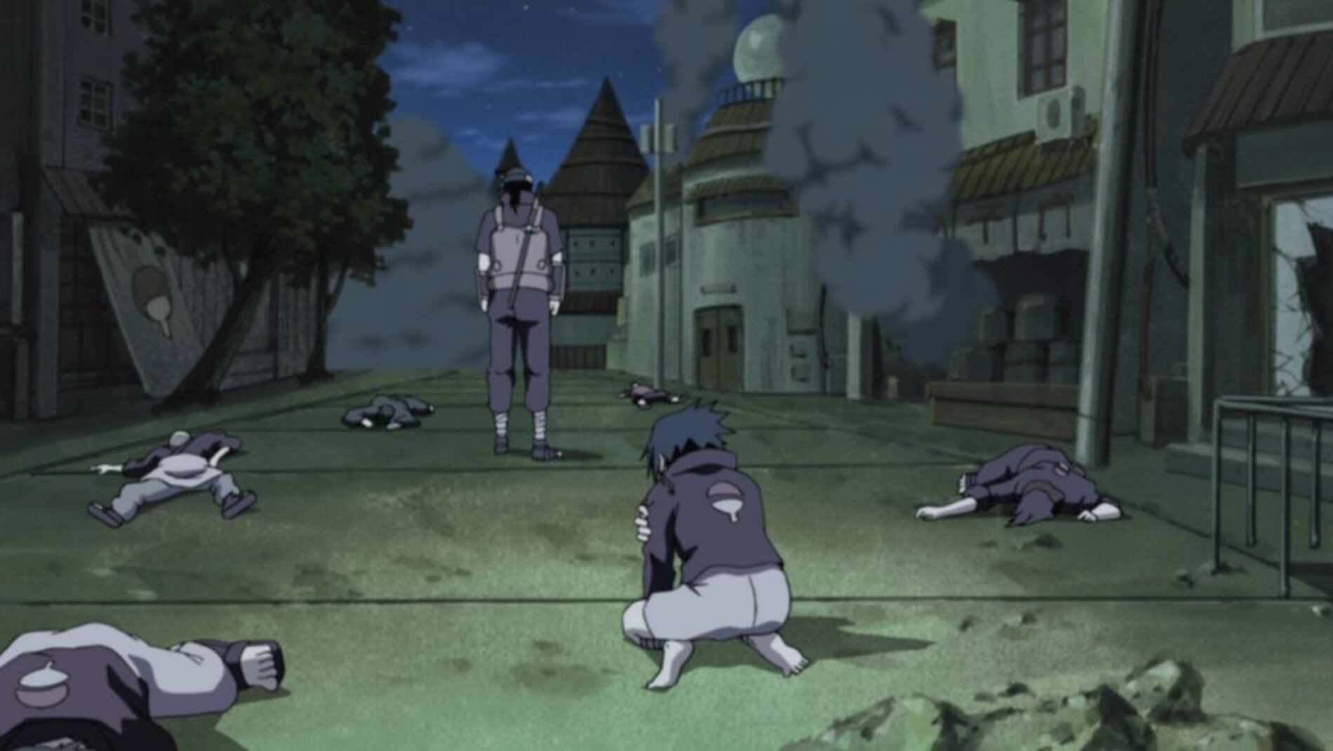 Itachi turns his back on Sasuke after the Uchiha Masacre (Image via Pierrot Studios)