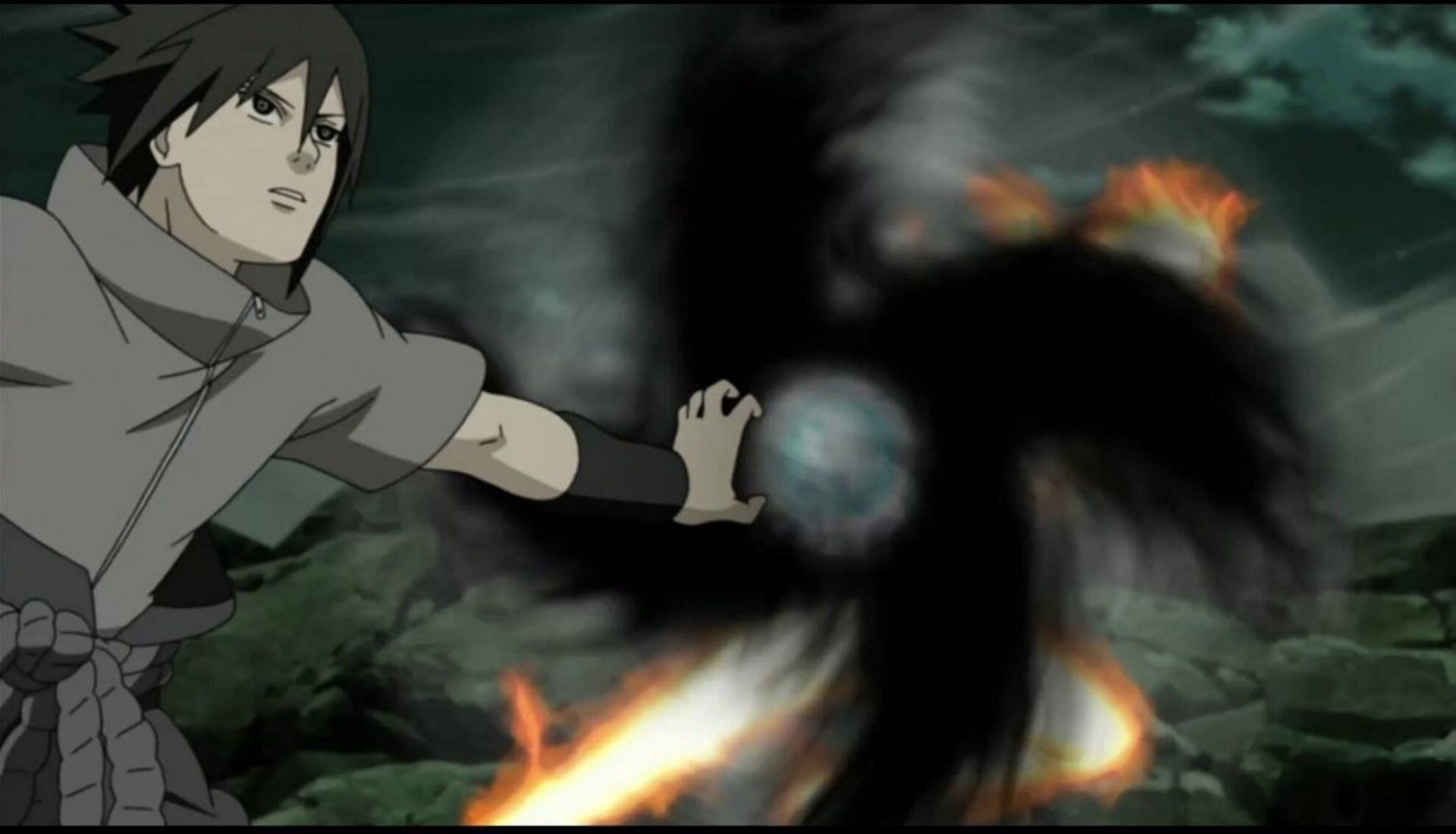 Sasuke utilizing Kagutsuchi to shape his flames (Image via Pierrot Studios)