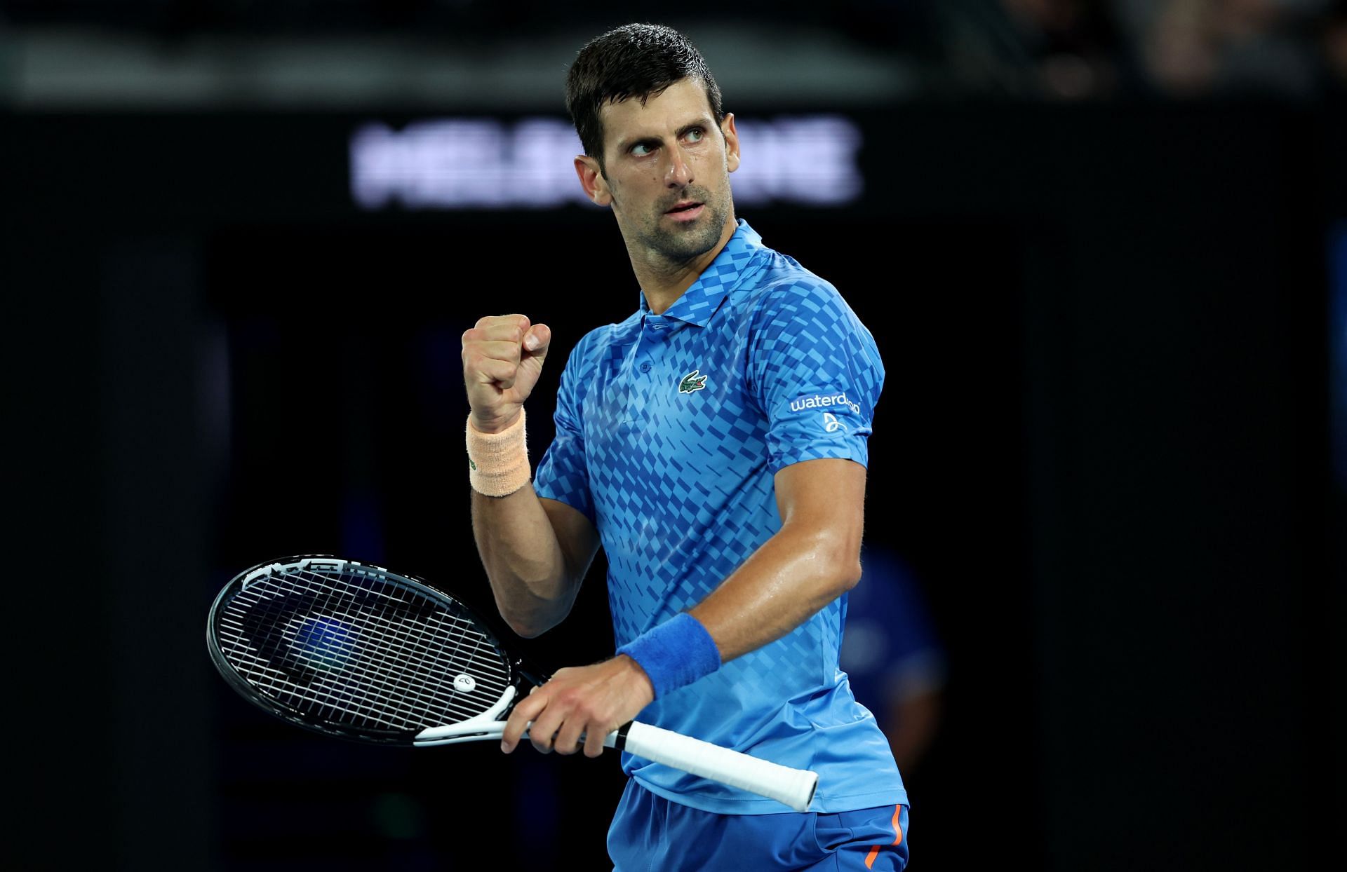 Novak Djokovic celebrates a point at the 2023 Australian Open