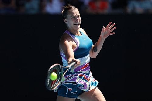 Aryna Sabalenka during her quarterfinal against Donna Vekic