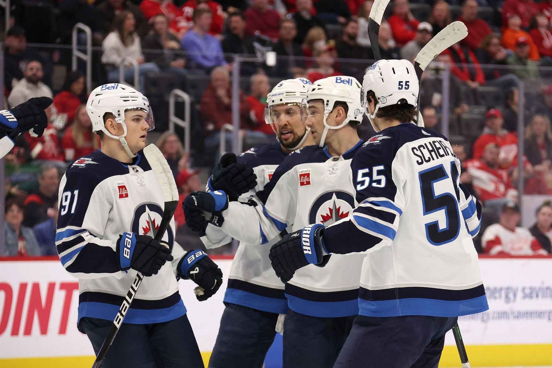 Winnipeg Jets celebrate a goal (Photo by Gregory Shamus/Getty Images)