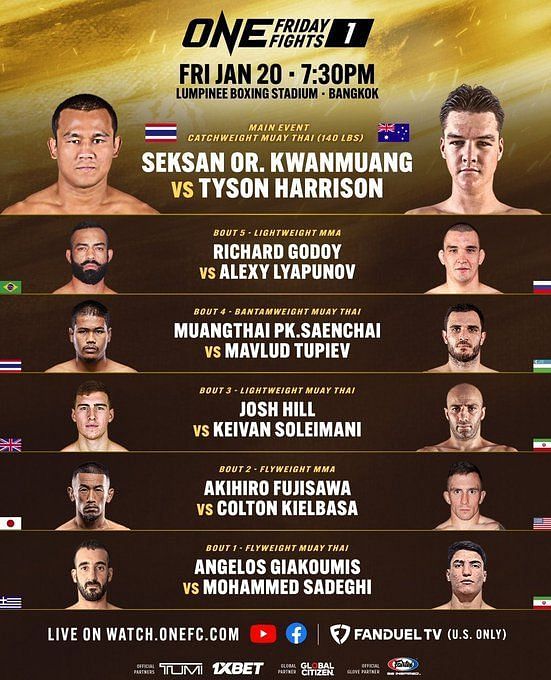 ONE Friday Fights 1 ONE Championship reveals full card for ONE Friday