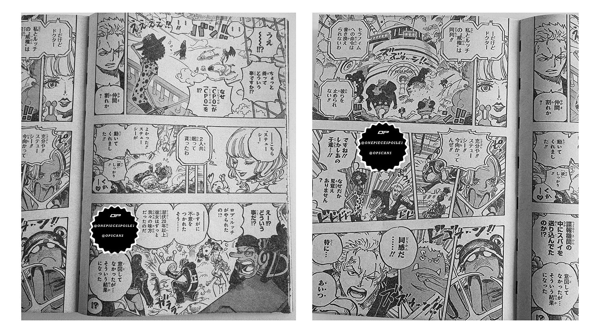 One Piece chapter 1073: Raw scans confirm Stussy fighting Lucci as a  Gorosei member makes an appearance