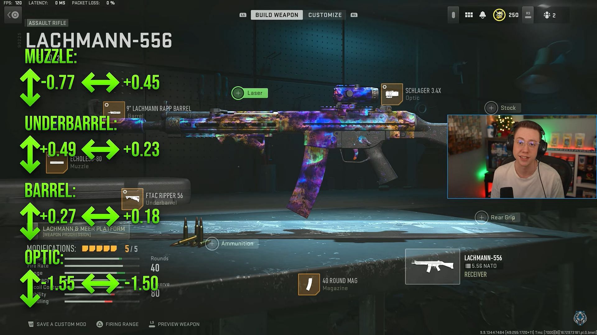 Loadout and tunings for Lachmann-556 (Image via Activision and YouTube/WhosImmortal)