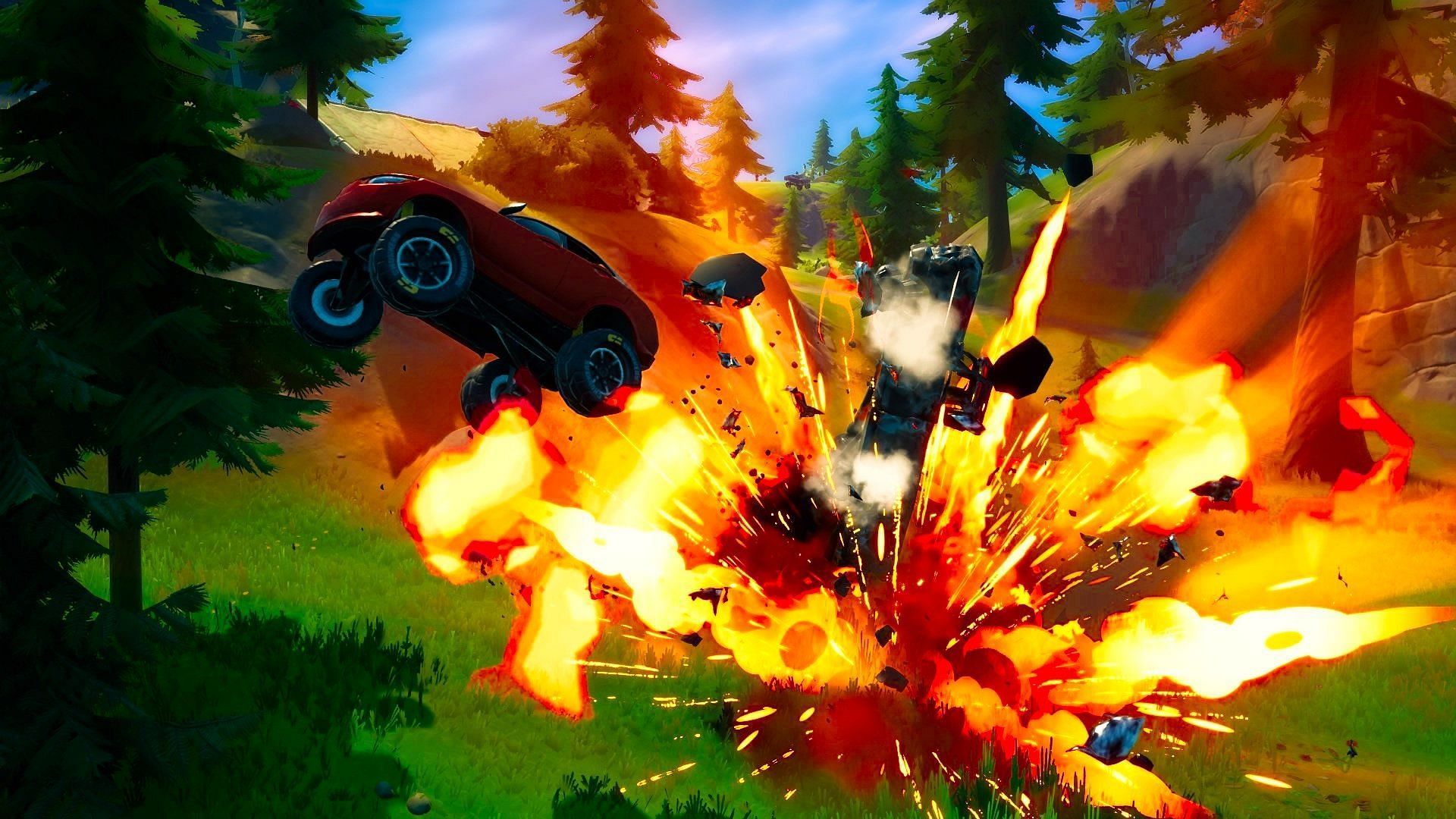 Player creates a nuclear explosion using Gas Cans in Fortnite (Image via Twitter/saftpommes)