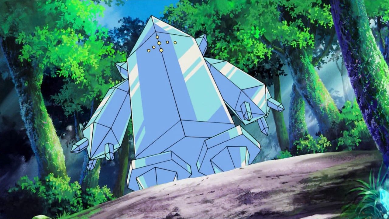 Regice, the Iceberg Pokemon, as it appears in the anime (Image via The Pokemon Company)