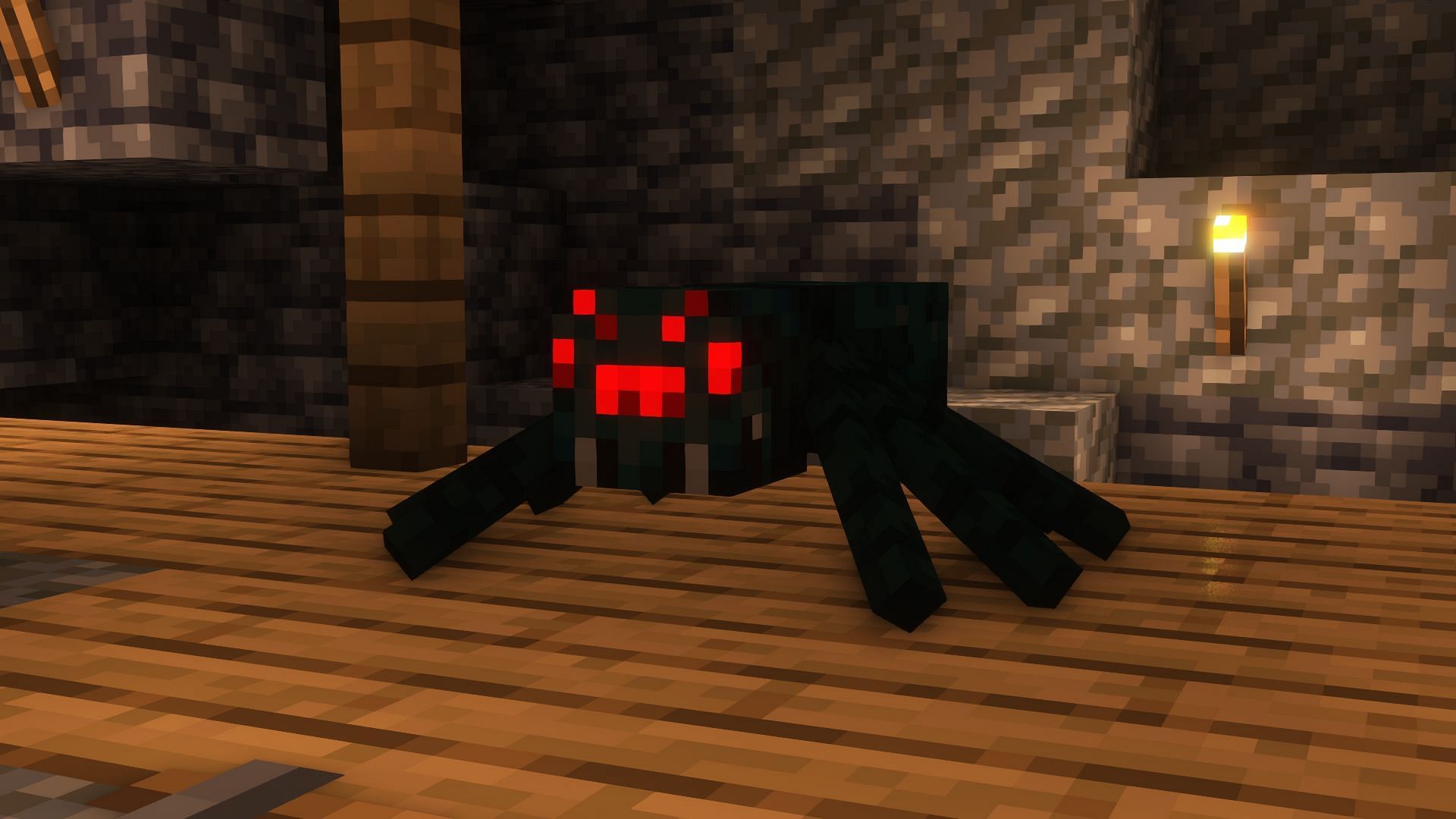 A cave spider in a mineshaft (Image via Mojang)