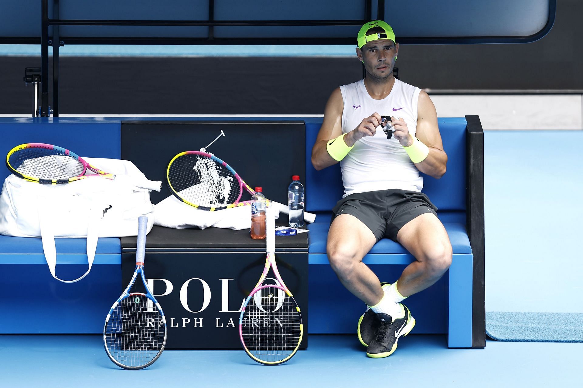 Rafael Nadal during a practice session