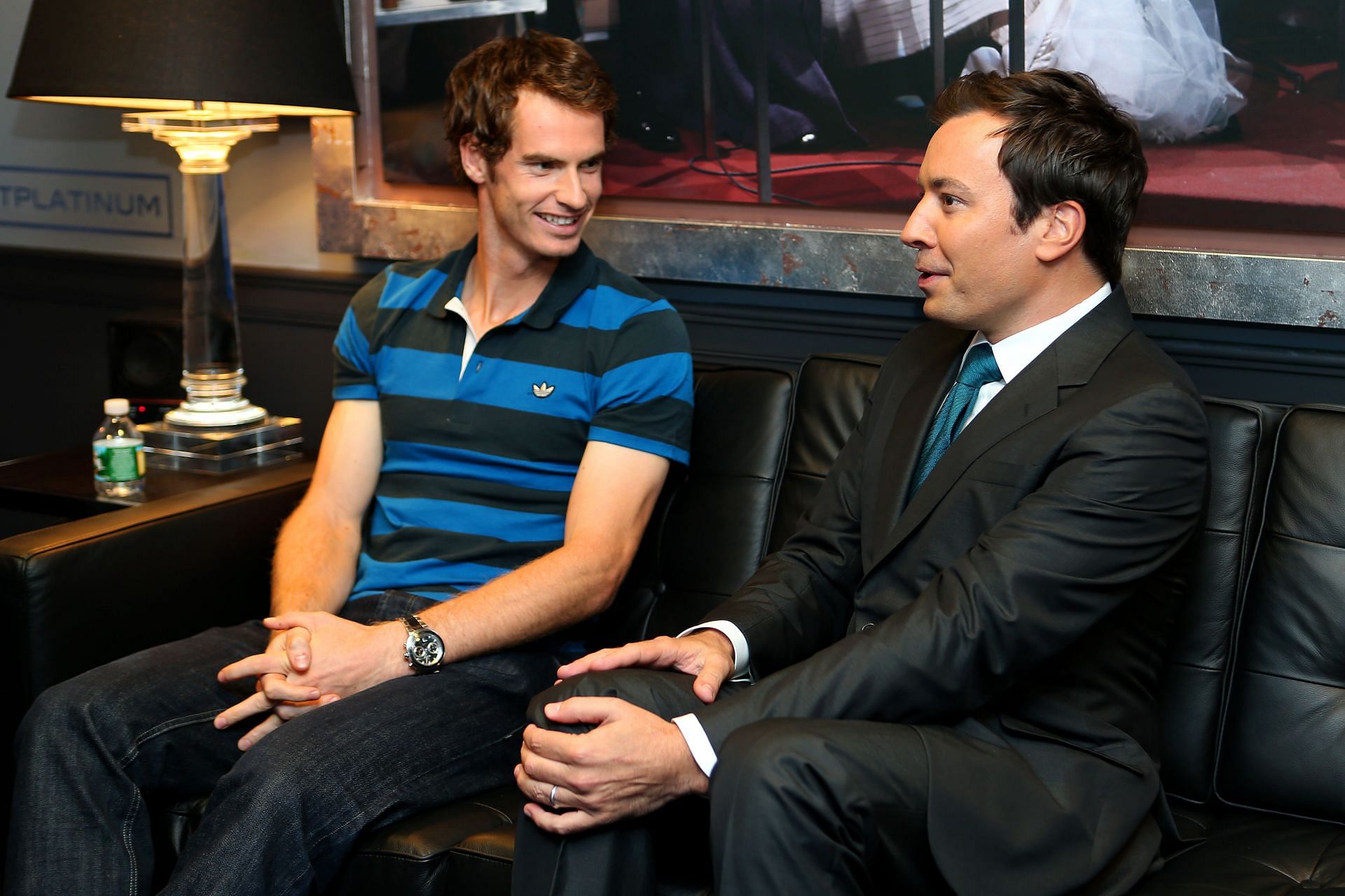 Jimmy Fallon with the 2012 US Open Champion Andy Murray for the New York City Trophy Tour