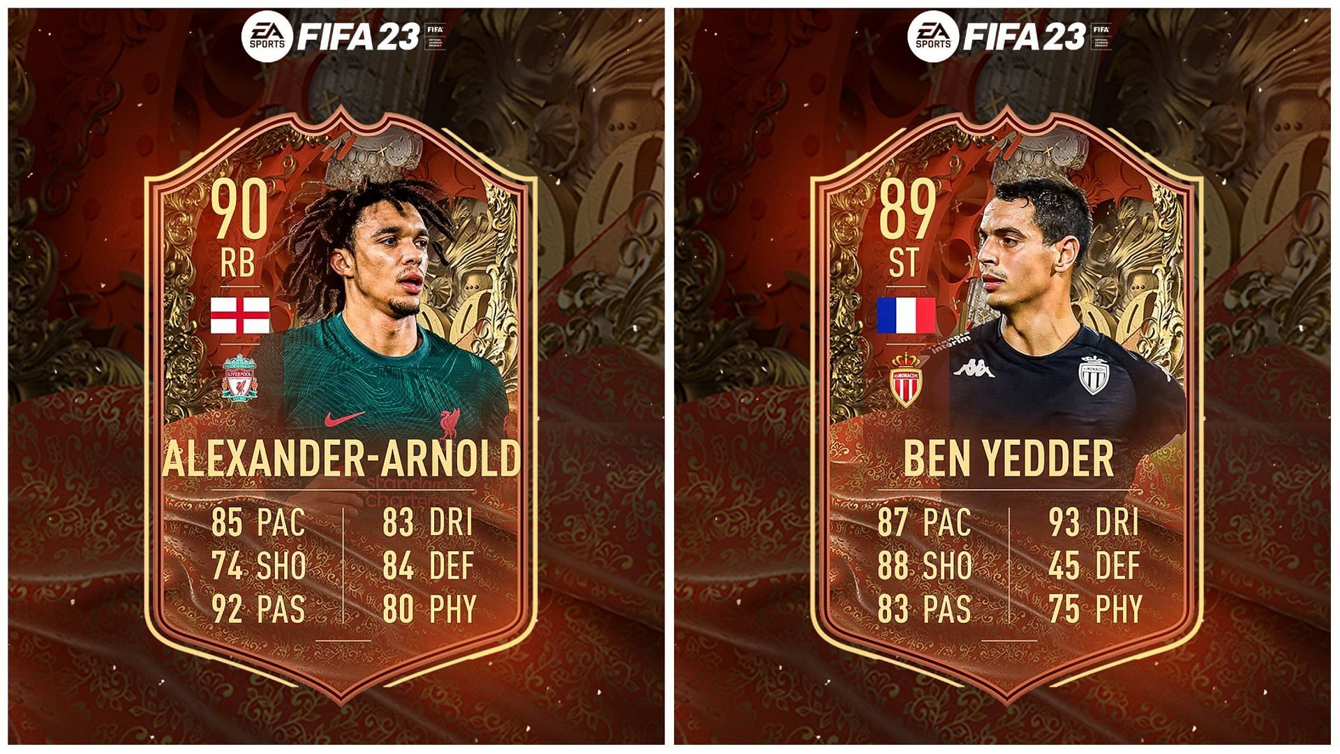 Alexander-Arnold and Ben Yedder are rumored to receive special cards in FIFA 23 (Images via Twitter/FUT Sheriff)