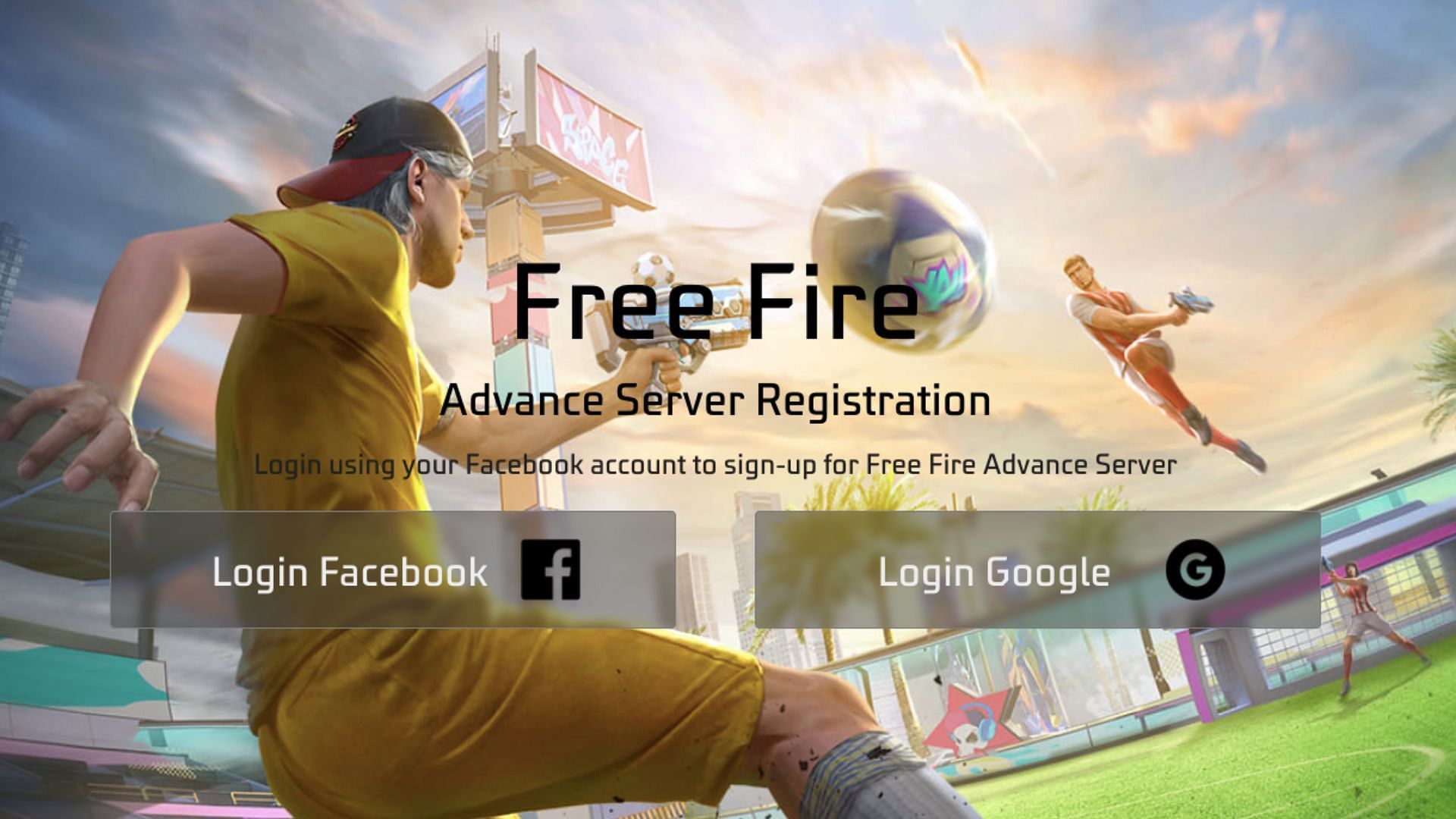 Log into the Advance Server with your Facebook or Google ID (Image via Garena)