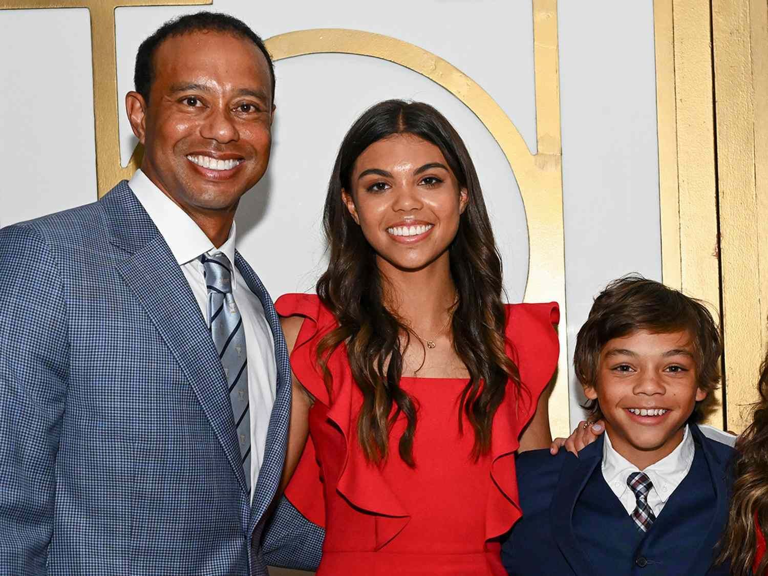 Tiger Woods with children Sam and Charlie (Image via Chris Condon/PGA Tour)