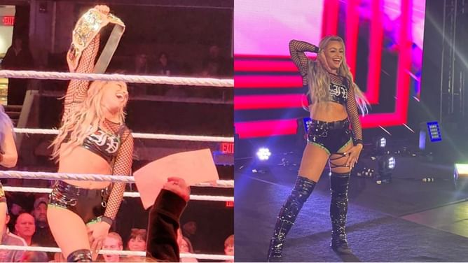 [Photo] Liv Morgan and 28-year-old SmackDown star celebrate with Women's Tag Team Championships at WWE live event