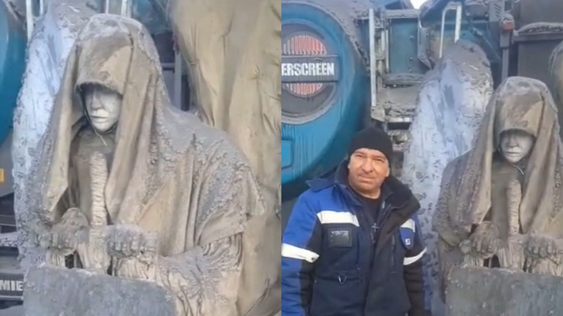 Viral TikTok video of an alleged fallen angel statue found in Russia is actually fake. (Image via TikTok/@yura.amyr28rus)