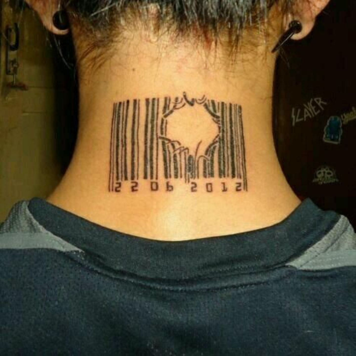 Barcode Tattoo Neck