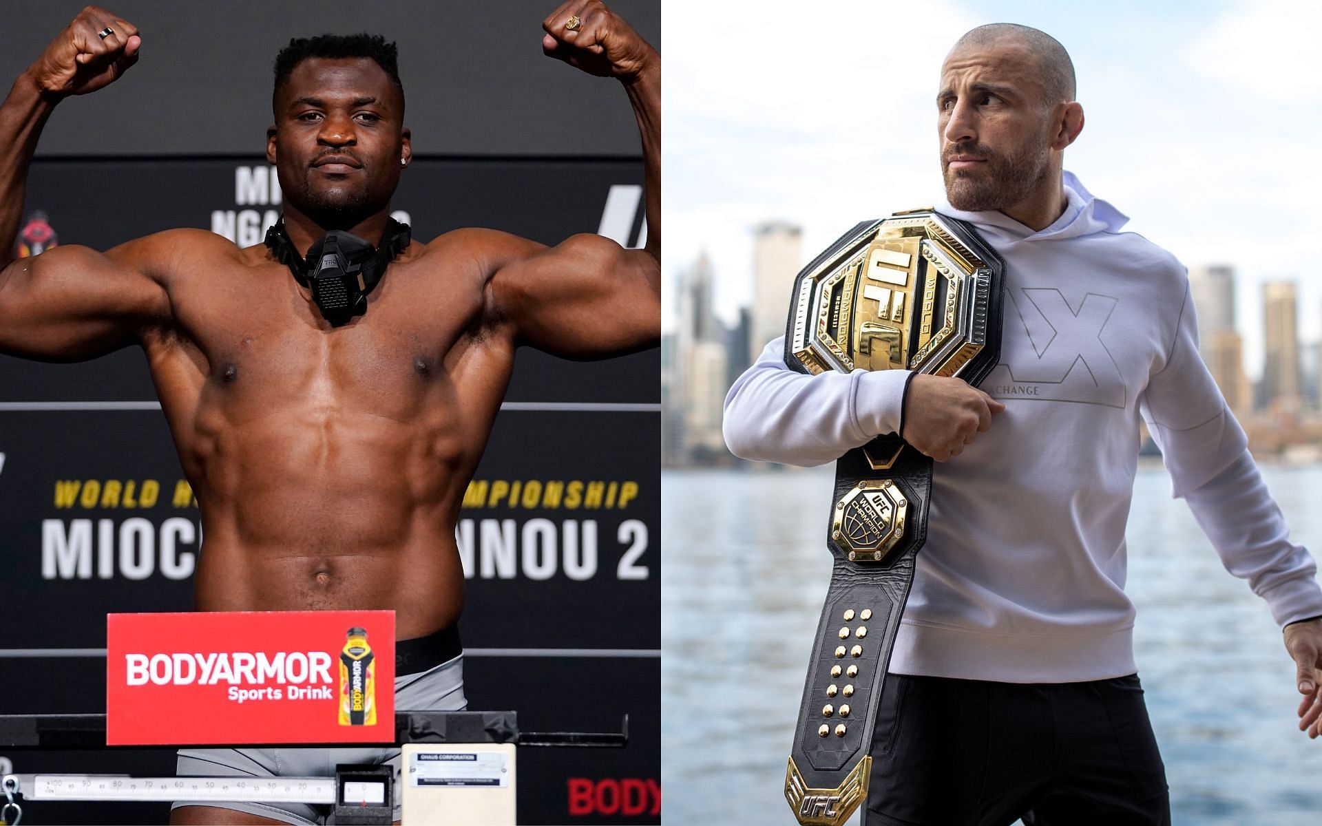 Francis Ngannou (left) Alexander Volkanovski (right)