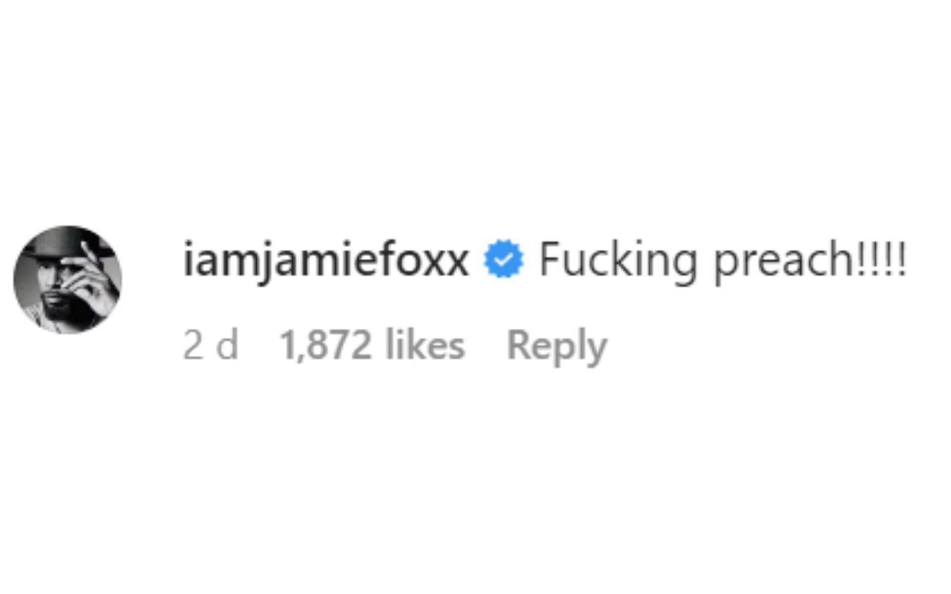 Jamie Foxx&#039;s reply to D.L. Hughley on Instagram [via Instagram @iamjamiefoxx]