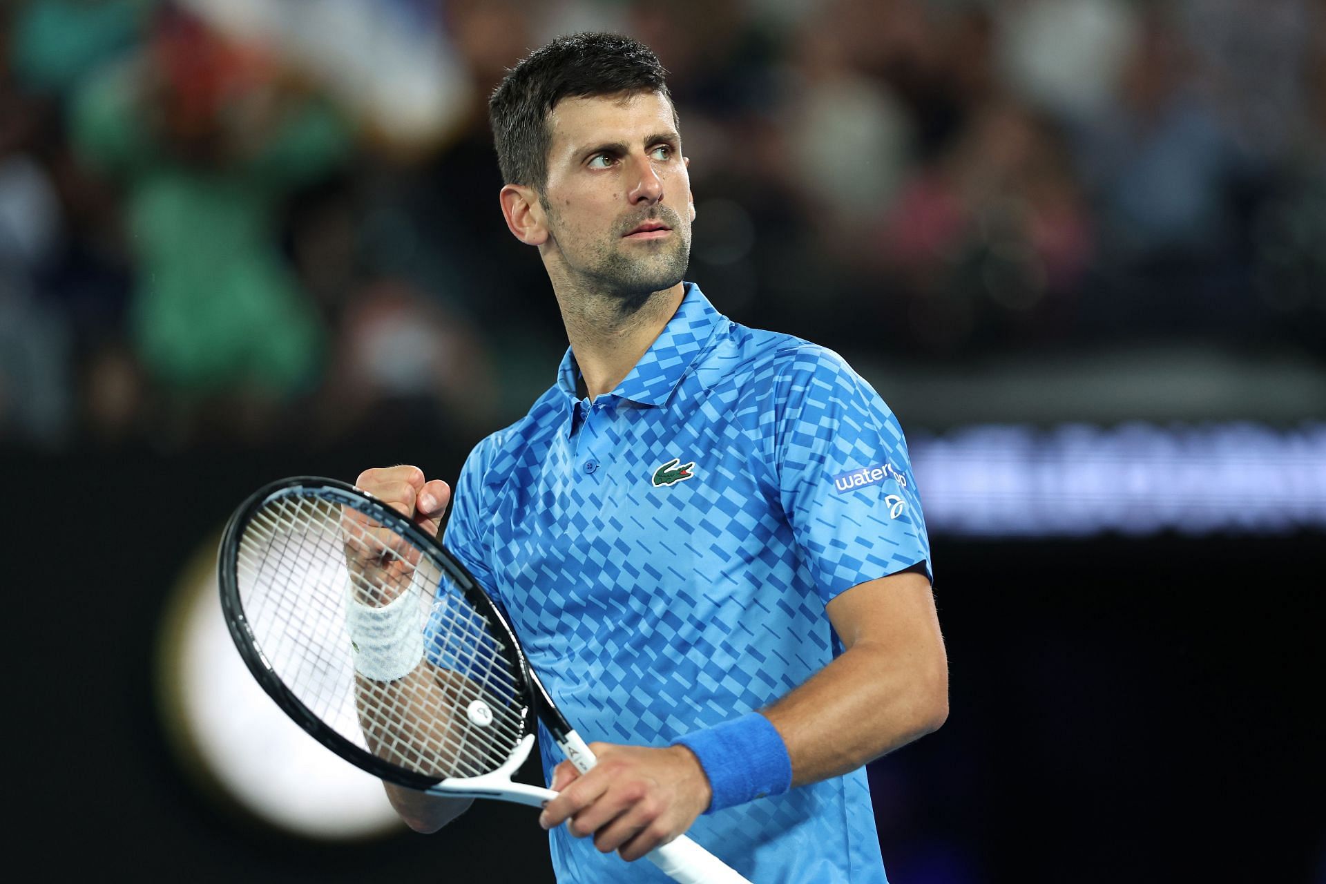 Novak Djokovic celebrates during his match against Alex de Minaur at the 2023 Australian Open.