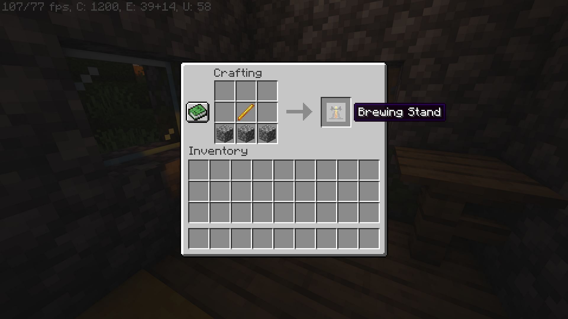 The crafting recipe of brewing stands in Minecraft (Image via Mojang)